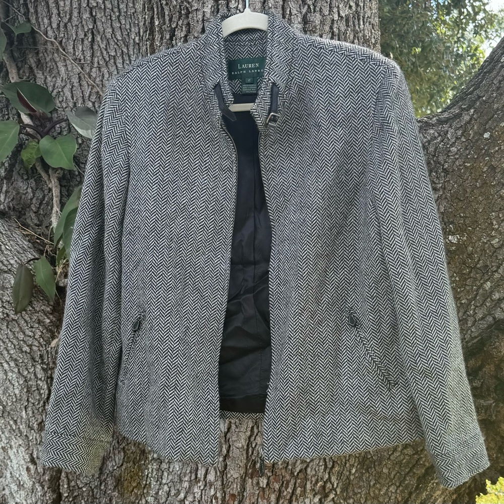 Alpaca Ralph Lauren 30% Alpaca 70% Wool Herringbone preppy tweed jacket.Size 14